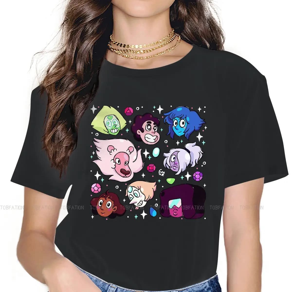 Stephen Universe Animation fantascienza 100% cotone magliette Crystal Gem Friends personalizza 4XL 5XL maglietta da donna Hipster