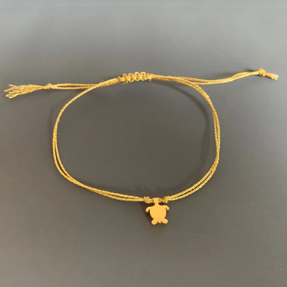 Simple Handmade Cute Turtle Gold Color Rope Wristband Bracelet Elastric Causal Wrist Chain String Strand Thread Arm Cuff Jewelry