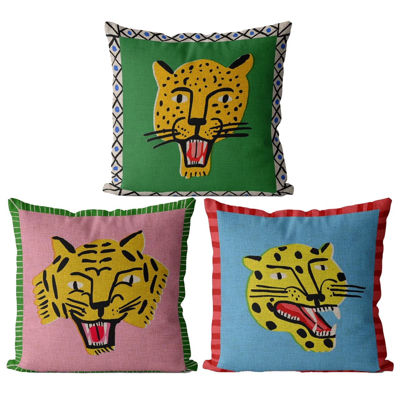 Simpatico cartone animato tigre fodera per cuscino autunno giungla decorazione della casa federa animale divano camera da letto fodera per cuscino federa in lino