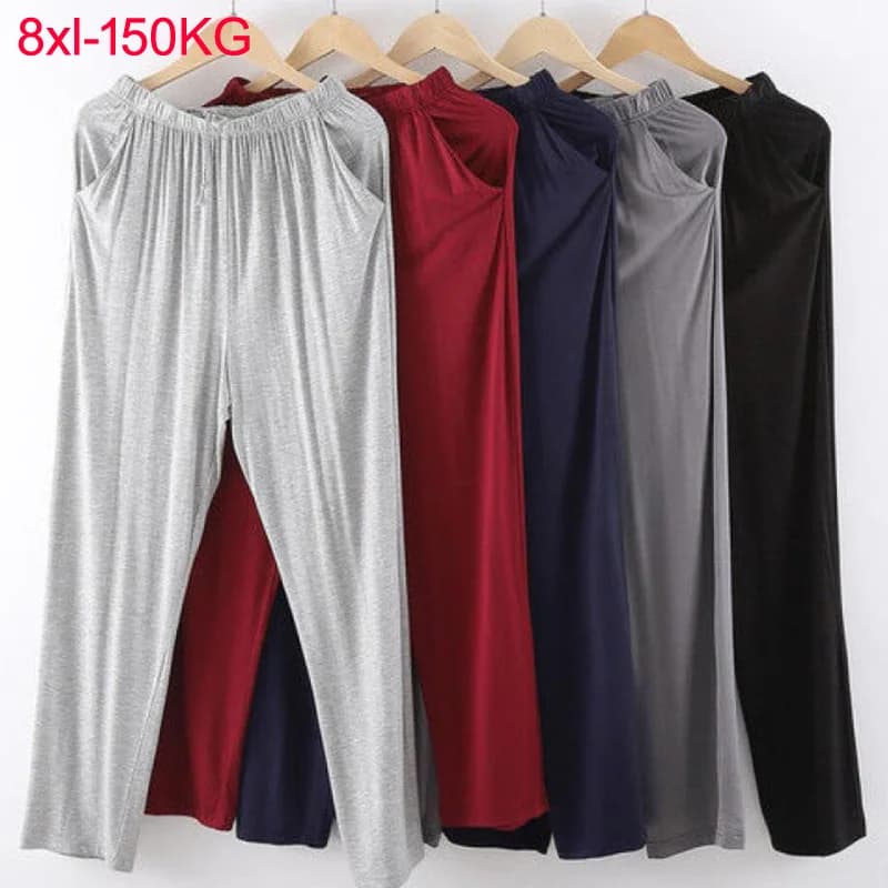 Taglia 8XL 150KG pantaloni modali da uomo sottili pantaloni da casa primaverili ed estivi Pantaloni da casa da uomo di grandi dimensioni pantaloni casual pantaloni del pigiama