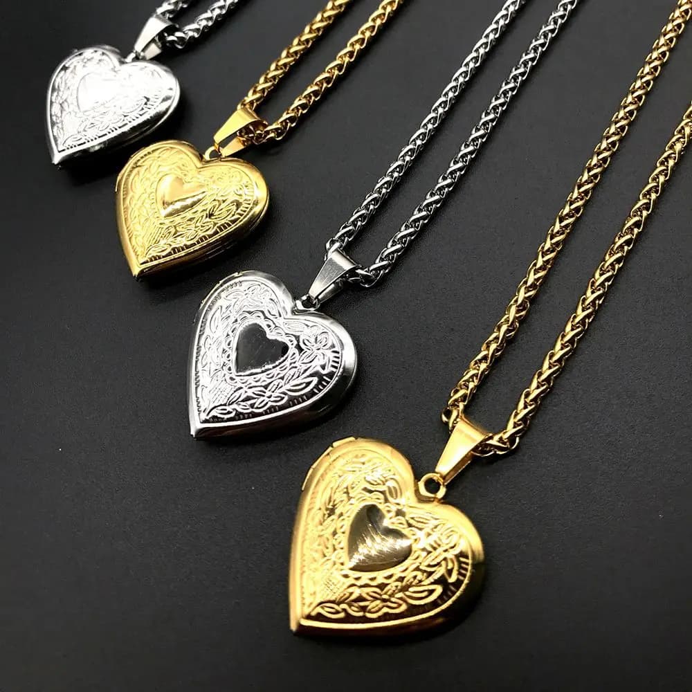Fashion Photo Picture Locket Necklace Heart Shaped Pendant Jewelry Gift For Lover