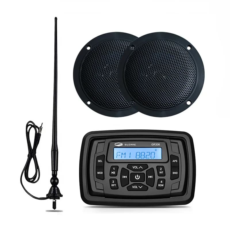 Marine Stereo Boat Audio Bluetooth Radio FM AM Car MP3 Player + 4 "altoparlanti marini impermeabili + Antenna Radio per RV ATV moto