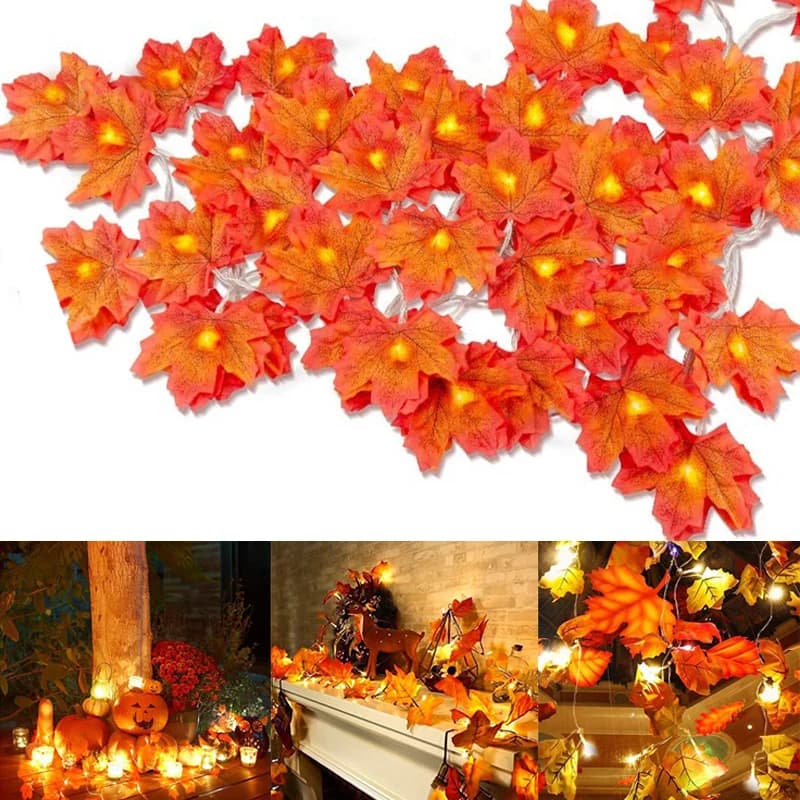 2/3/6M Foglie di Acero Artificiali LED Luce Stringa Lanterna Ghirlanda Decorazione Della Casa Festa FAI DA TE Deco Natale Halloween Capodanno