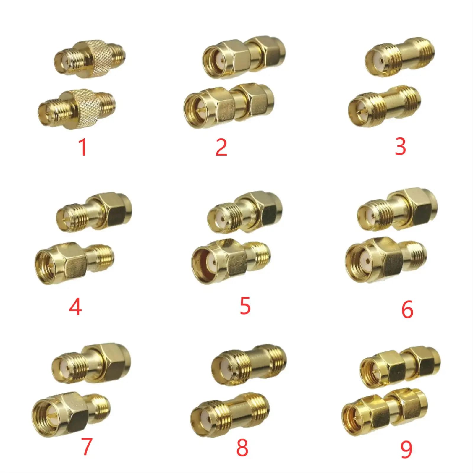 1 pc Connector SMA RP-SMA Adapter to SMA RPSMA Male and Female Right Converter Coaxial RF New to Brass FJP-820