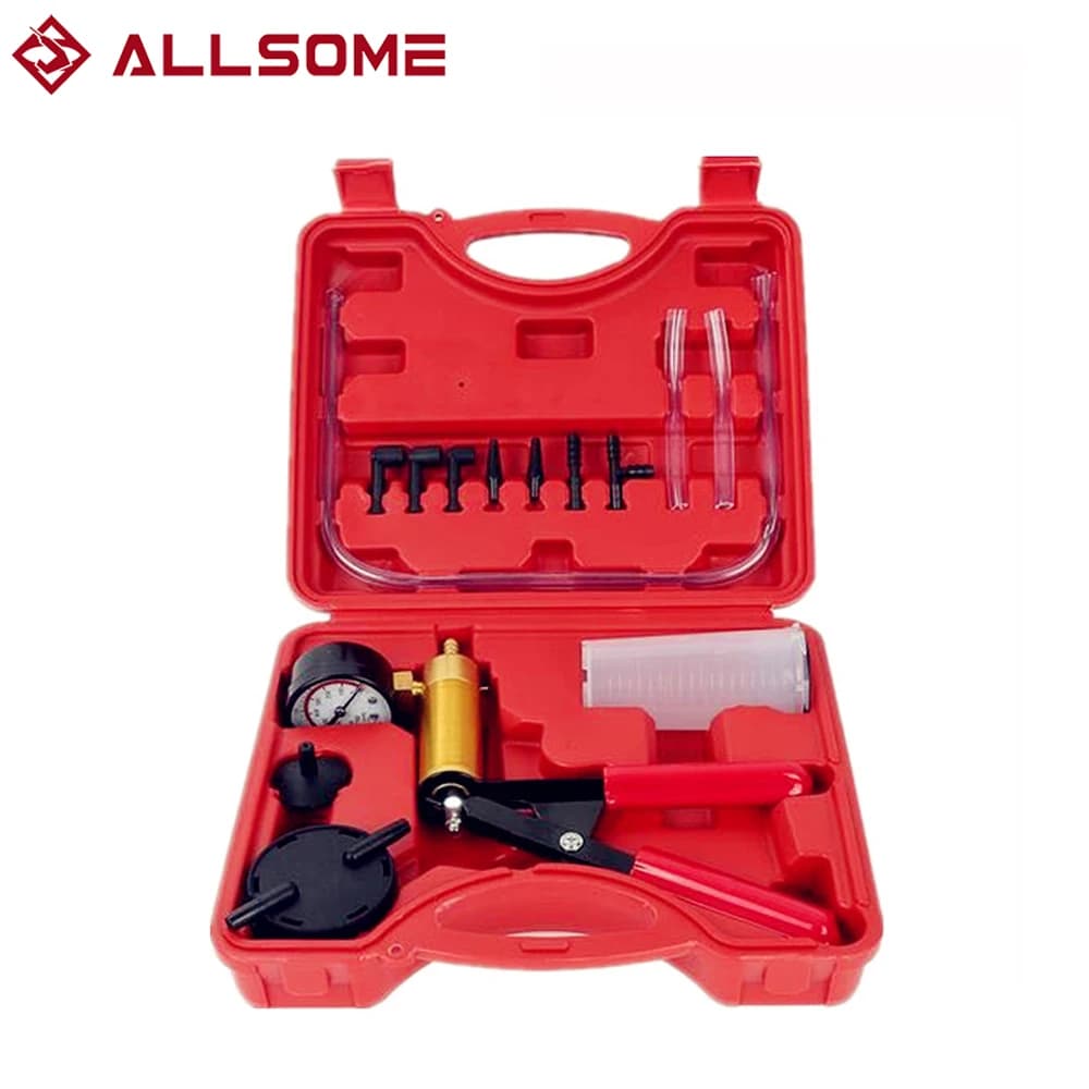 ALLSOME Auto Auto Tenuto in Mano di Vuoto Pistola Pompa di Spurgo Dei Freni Adattatore Serbatoio del Liquido Tester Kit 2 in 1 Kit di Utensili HT1190
