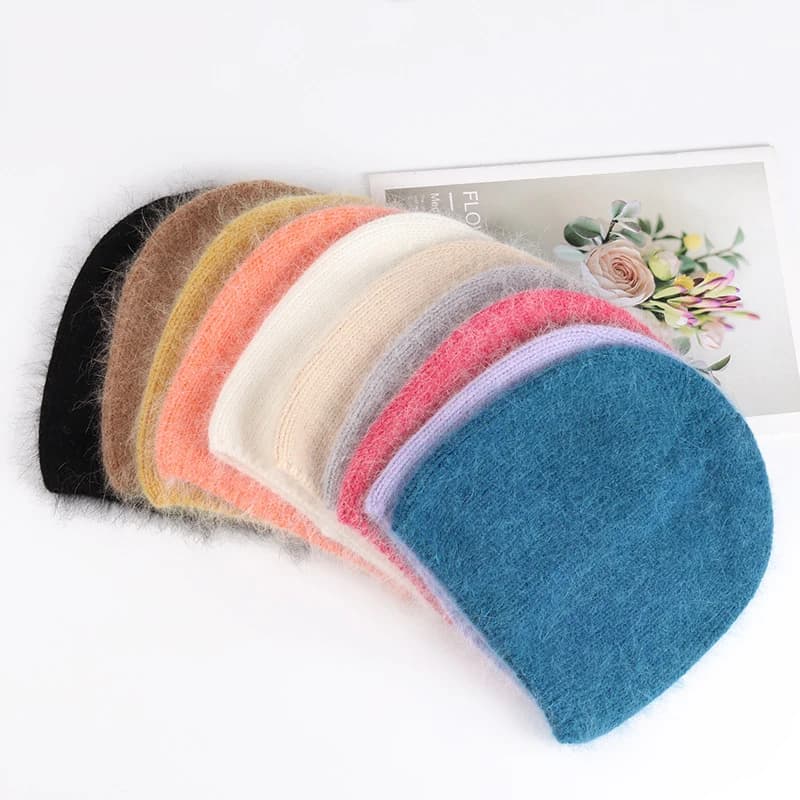 VISROVER 10 Colorways Nuovo Semplice cappello invernale in pelliccia di coniglio per donna Morbido berretto autunnale Migliore donna abbinata Caldo Skullies Beanie Gift
