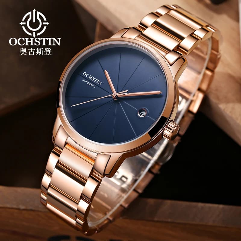 Ochstin Orologio automatico da uomo Orologio da polso da uomo di lusso delle migliori marche Orologio in acciaio inossidabile Orologio da polso da uomo d'affari di moda in oro rosa