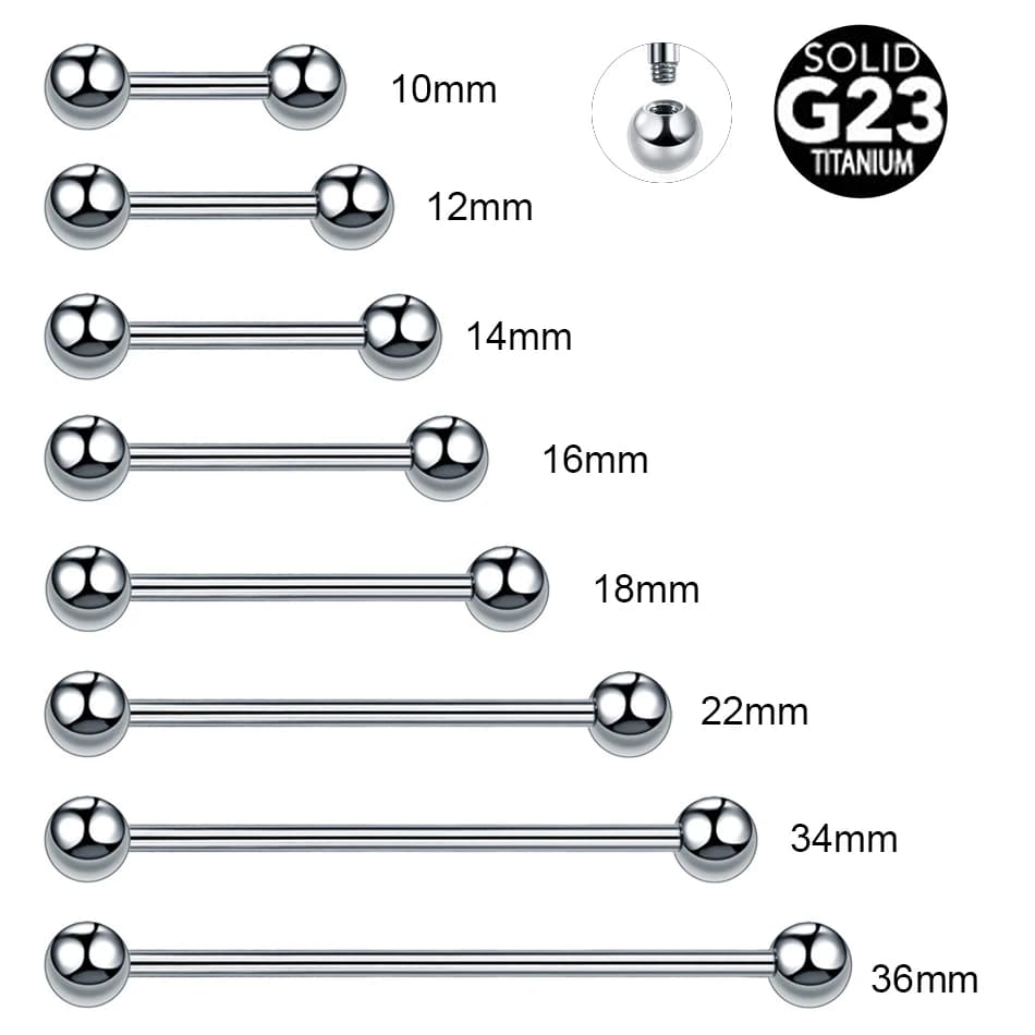 1PC 14G 16G Titanium Industrial Helix Piercing Tongue Ring 3/4/5/6mm Ball External Thread Nipple Piercing Earrings Rod in Tongue