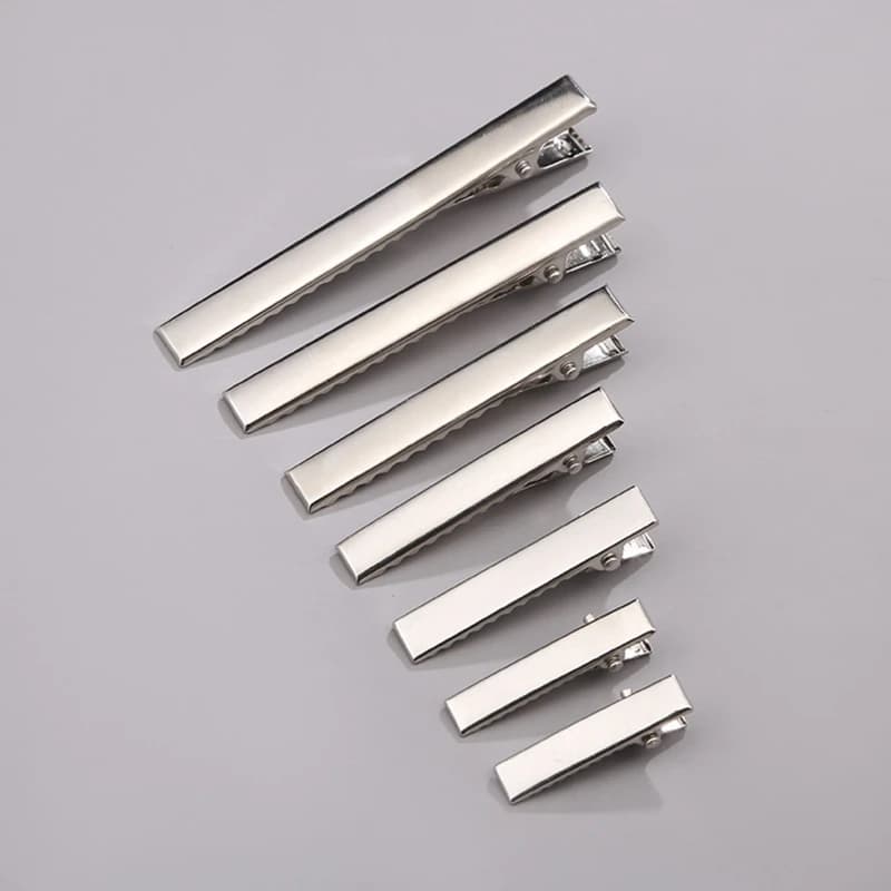 32/35/40/45/55/65/75mm Length Flat Metal Single Prong Alligator Hair Clips Barrette Hairpins For DIY Accessories Hair Pin