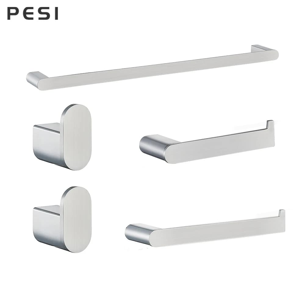 Set di accessori per il bagno in acciaio inossidabile Portasciugamani in acciaio spazzolato Porta carta igienica Gancio per accappatoio Gancio per portasciugamani Accessori per il bagno