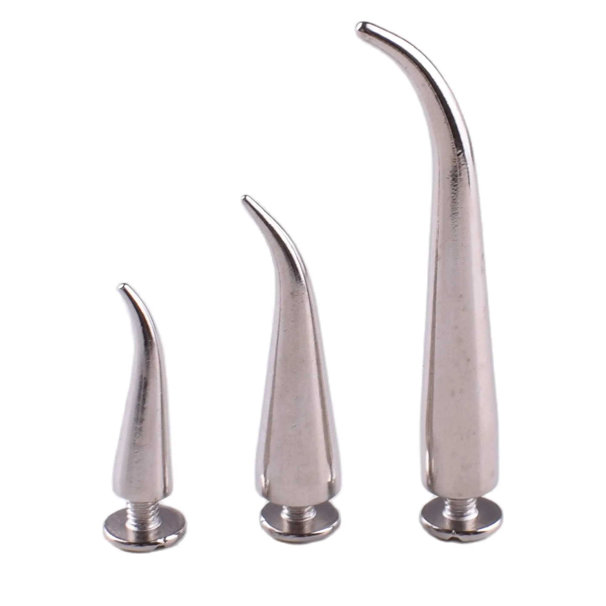 10set cono d'argento Spike Punk borchie rivetti a proiettile con artigianato in pelle a vite accessori fai da te forniture artigianali fai da te