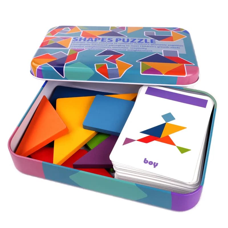 Giocattoli puzzle per bambini in legno Montessori Educazione prescolare Gioco Tangram Blocchi di costruzione Gioco puzzle di apprendimento Giocattolo per festival per bambini