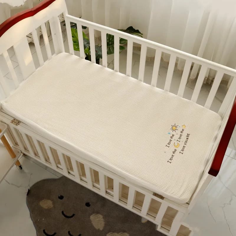 Coprimaterasso per Culla in Doppia Garza di Cotone Puro, Spesso e Resistente, Universale per 4 Stagioni, Lenzuolo con Angoli Elasticizzati per Lettino Neonato