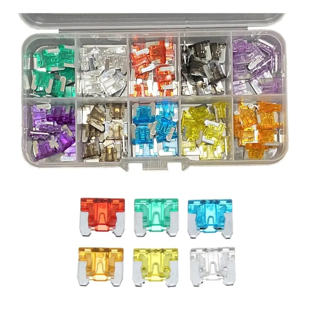 100/50 pezzi mini fusibili per auto tipo lama automobilistica assortimento di micro fusibili in scatola 2A/3A/5/A/7.5A/10A/15A/20A/25A/30A/35A
