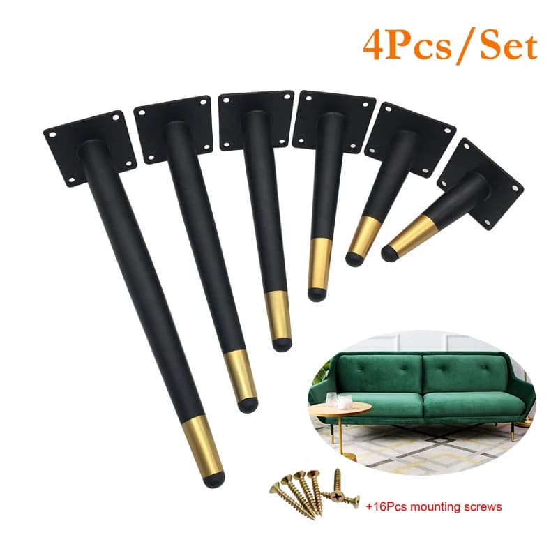 4 pezzi gambe per tavoli per mobili carico 800 kg piedini per gambe per divani conici in metallo H: 10/12/15/20/25/30/35 cm con viti di montaggio