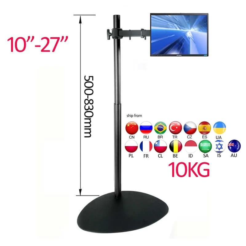 DL-R03-600 60 cm-120 cm height adjustable in steel tv lcd table support floor support for monitor large heavy base with pole 200X200 100x100