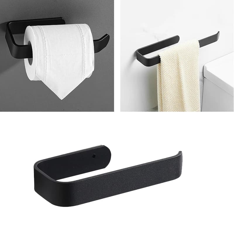 Porta carta igienica in alluminio Porta fazzoletti a parete Porta rotolo da cucina per bagno Porta fazzoletti di carta Gancio moderno nero