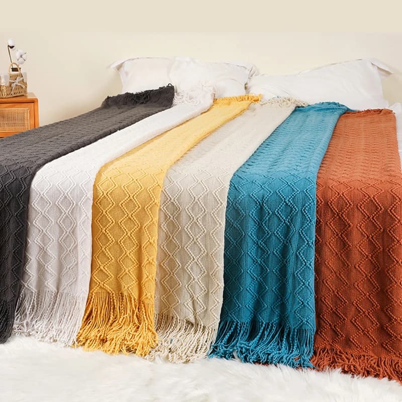 Coperta lavorata a maglia grigio Nordic Waffle Plaid divano coperte da tiro ufficio viaggi arazzo copriletto copriletto copridivano forniture tessili per la casa