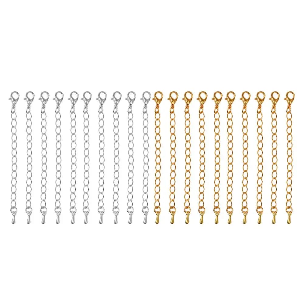 WT-RWJ011 Catena di estensione all'ingrosso da 6 cm con chiusura a moschettone Catena di coda a forma di goccia d'acqua Catena in ottone con catena elettrolitica in oro