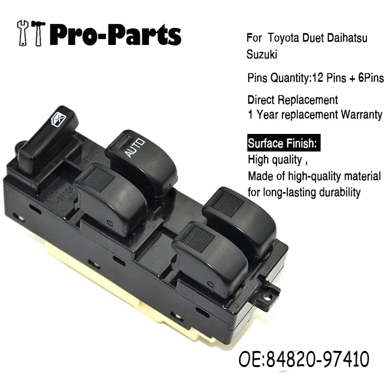 Nuovo interruttore di comando principale per finestrino elettrico anteriore destro per Toyota Duet Daihatsu Suzuki 84820-97410