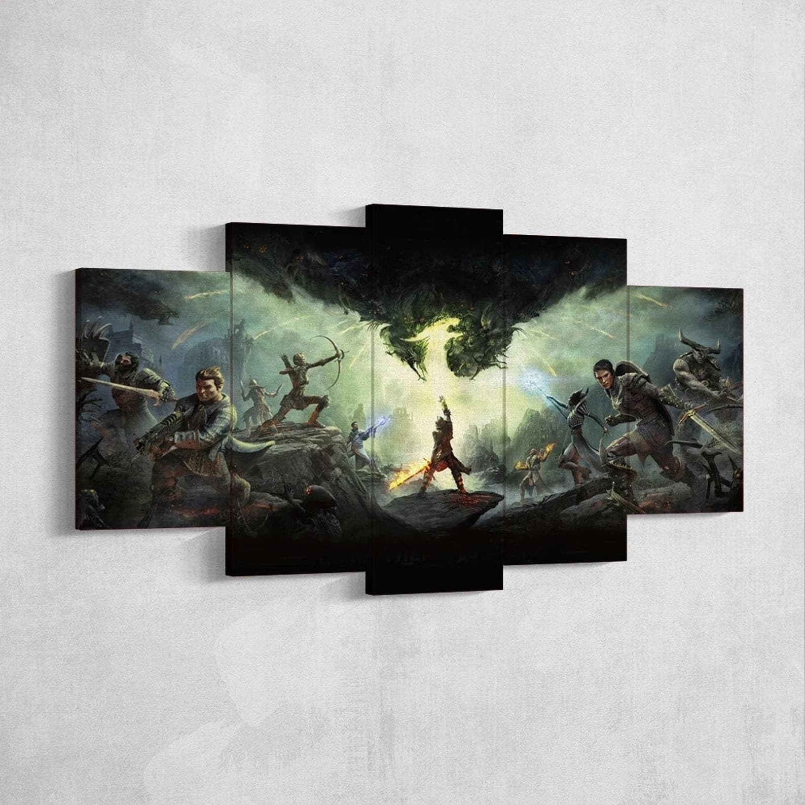 Frameless 5 Panels Dragon Rider Mounted Game Cuadros HD Wall Art Canvas Poster Pictures Paintings Home Decor For Living Room