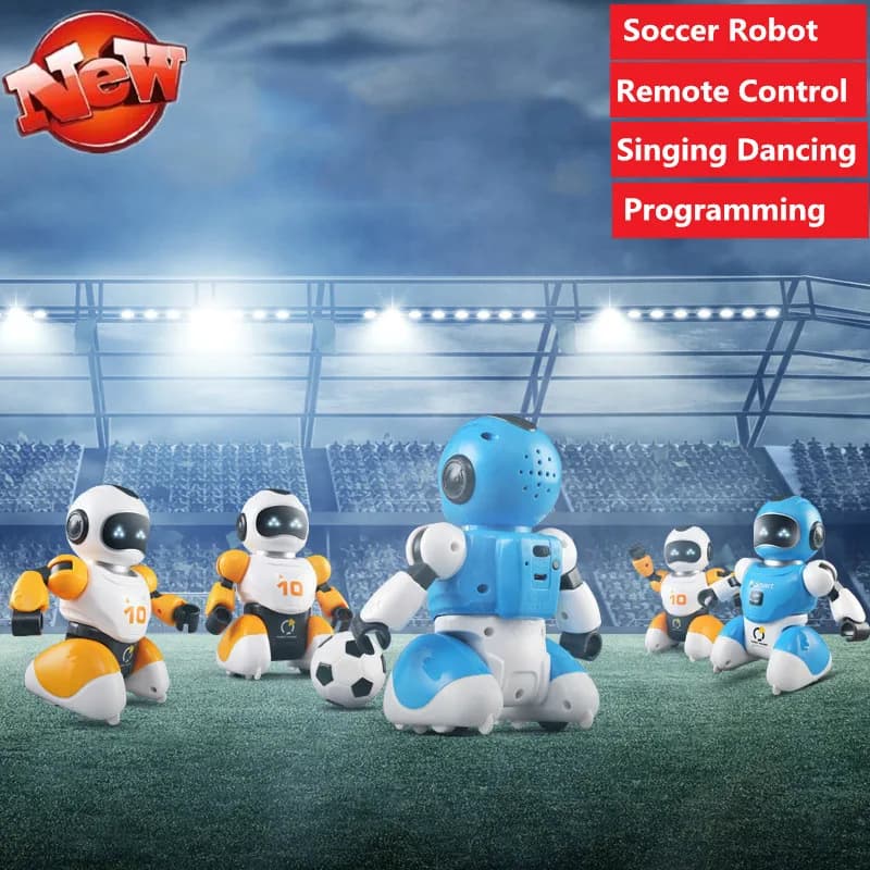 Set di 2 Robot RC da Calcio Elettrici, Robot Danzanti e Programmabili per Simulazioni Educative e Giochi Genitore-Figlio