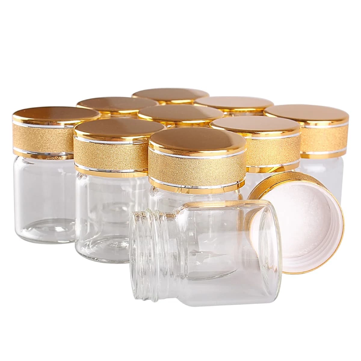 24 pezzi 15ml 30*40mm bottiglie di vetro con tappi glassati dorati bottiglia di profumo in vetro trasparente bottiglie di spezie vasetti di spezie