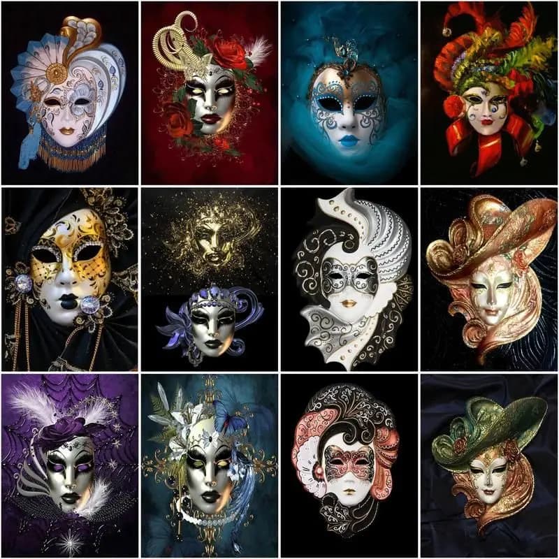 CHENISTORY Frame Paint By Numbers Woman Mask Terror Landscape Oil Painting For Adults Diy Kits Canvas On Drawing Decor Art