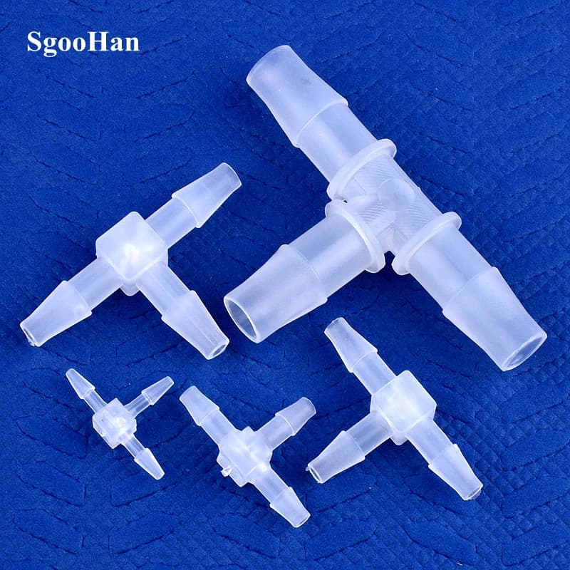 5 ~ 200pcs OD 1.6 ~ 15.8mm PP Plastic Tee Connectors Garden Irrigation Pipe Common Aquarium Tank Air Pump Adapter Tube Pagoda Joints