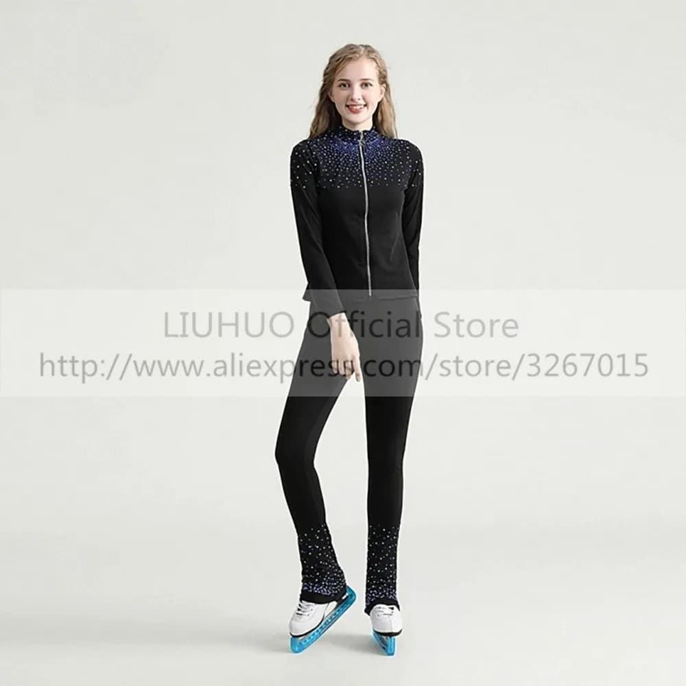 LIUHUO pantaloni da pattinaggio artistico su ghiaccio pantaloni da donna da donna Top nero blu rosa abbigliamento sportivo tessuti elasticizzati danza kidpersonalizza