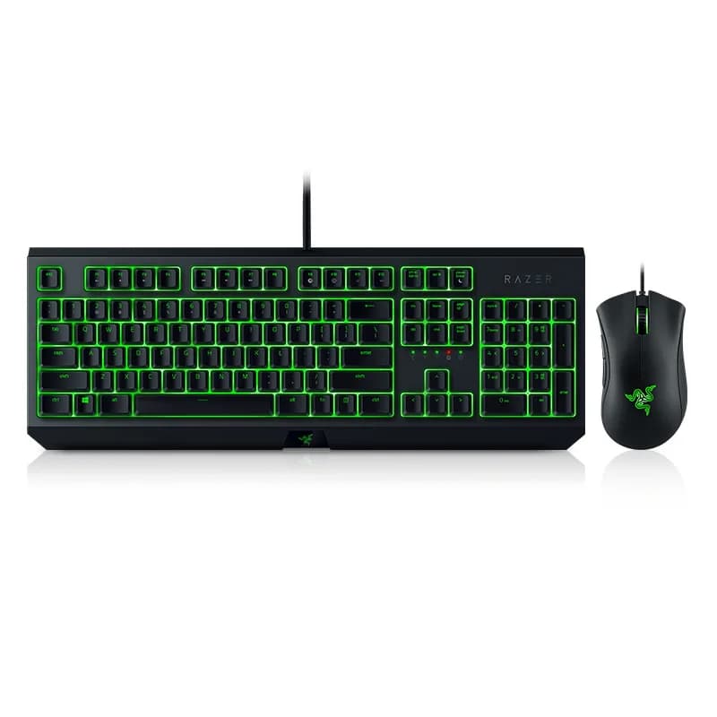 Razer BlackWidow tastiera da gioco meccanica essenziale interruttori verdi e Mouse da gioco essenziale Razer DeathAdder scelta multipla