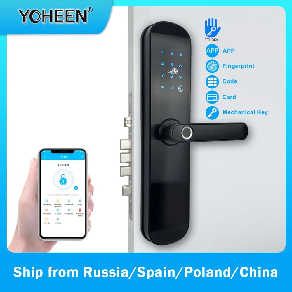 Sicurezza elettronica Smart Bluetooth TTLOCK App WiFi codice digitale IC Card serratura biometrica per impronte digitali per la casa