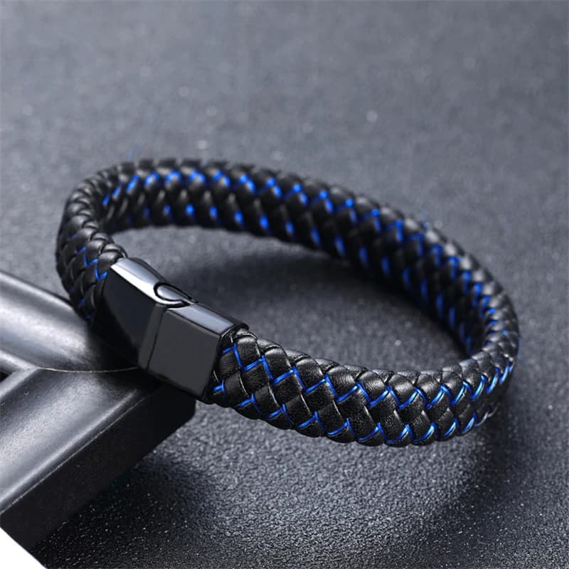 Bracciale in pelle microfibra fatto a mano stile semplice moda europea e americana Bracciale da uomo in acciaio inossidabile 316L