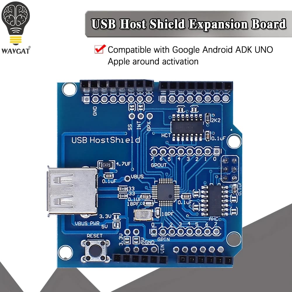 WAVGAT USB Host Shield 2.0 compatible with arduino for Android ADK support for UNO MEGA