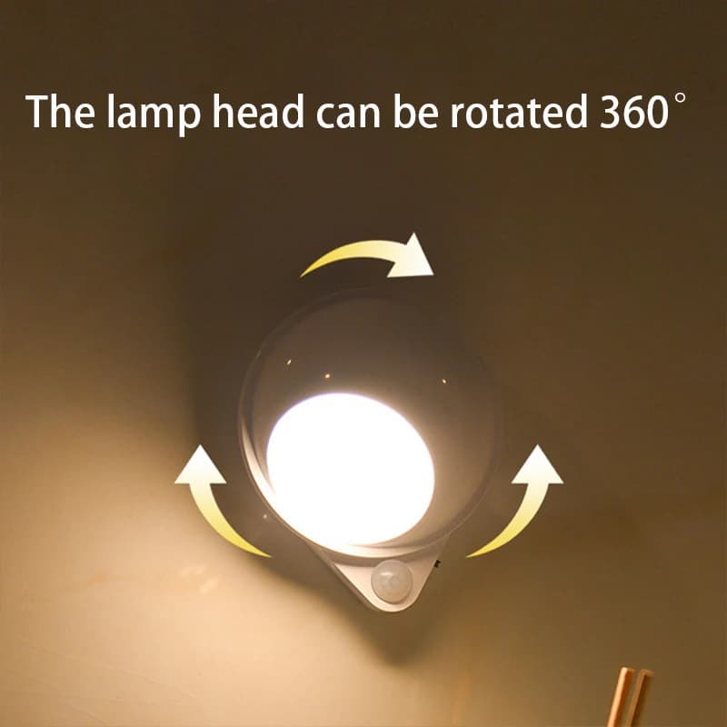 Sensore di movimento Luce notturna Luce per armadio a LED Ricarica USB Interruttore tattile Luce dimmerabile Lampada da parete per corridoio per scale Batteria 18650
