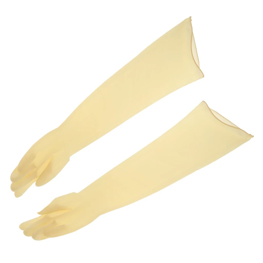 1pair 75 centimetri Industrial Lab Solvente Resistenti Alle Sostanze Chimiche In Lattice Guanto di Lavoro Giallo