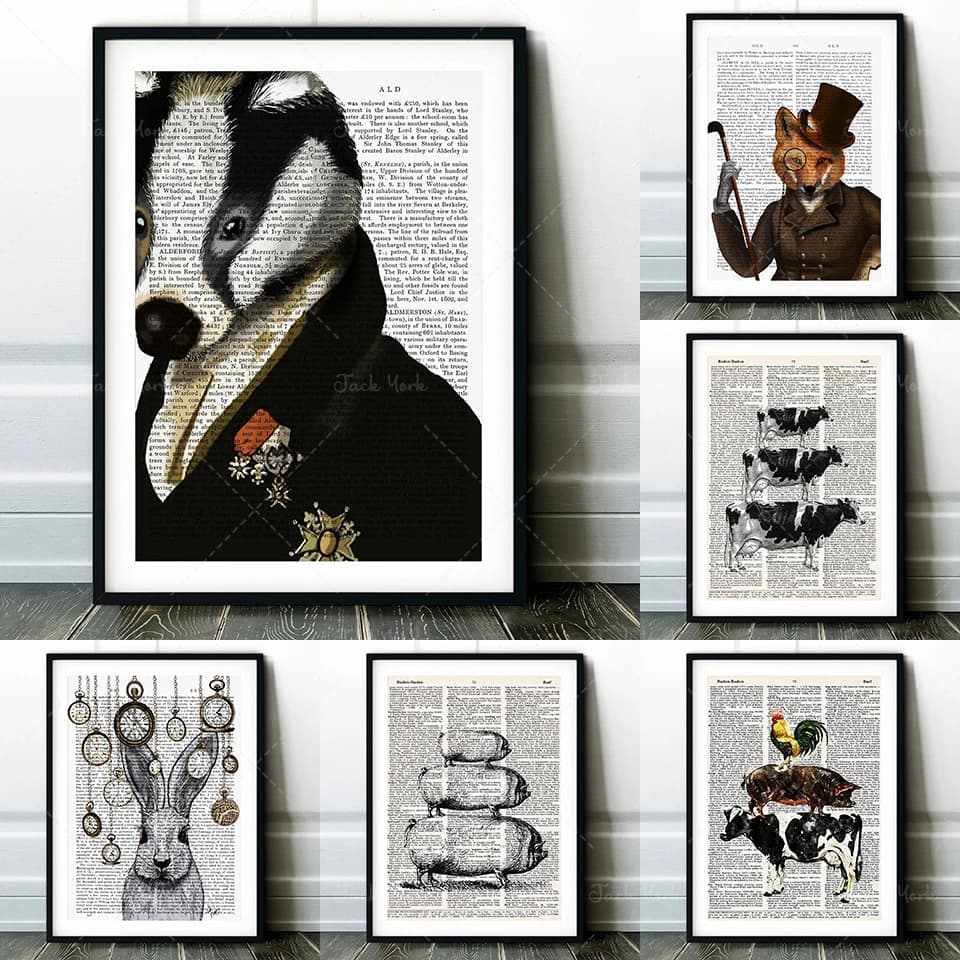 Animal Antique Printed Posters-Wall Art Printed Photos