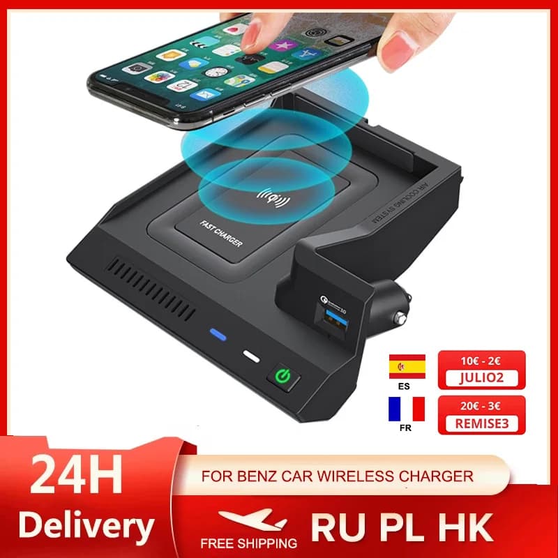 For Mercedes Benz W205 AMG C43 C63 AMG GLC 43 GLC 63 X253 Class C GLC 10W wireless charger for car charger phone charger charging case