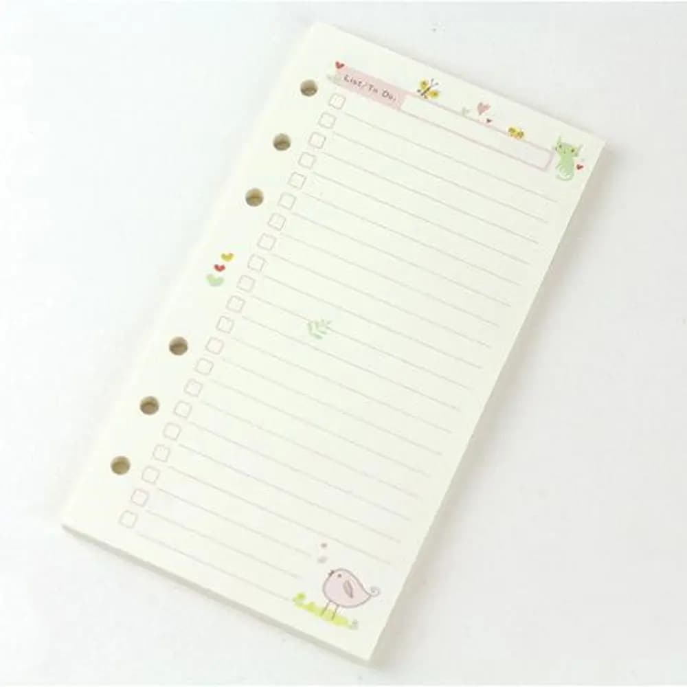 Studenti Kawaii 45 fogli A5 A6 Agenda giornaliera Raccoglitore mensile Pagina interna Ricarica per notebook Ricarica di carta a fogli mobili Carta per notebook