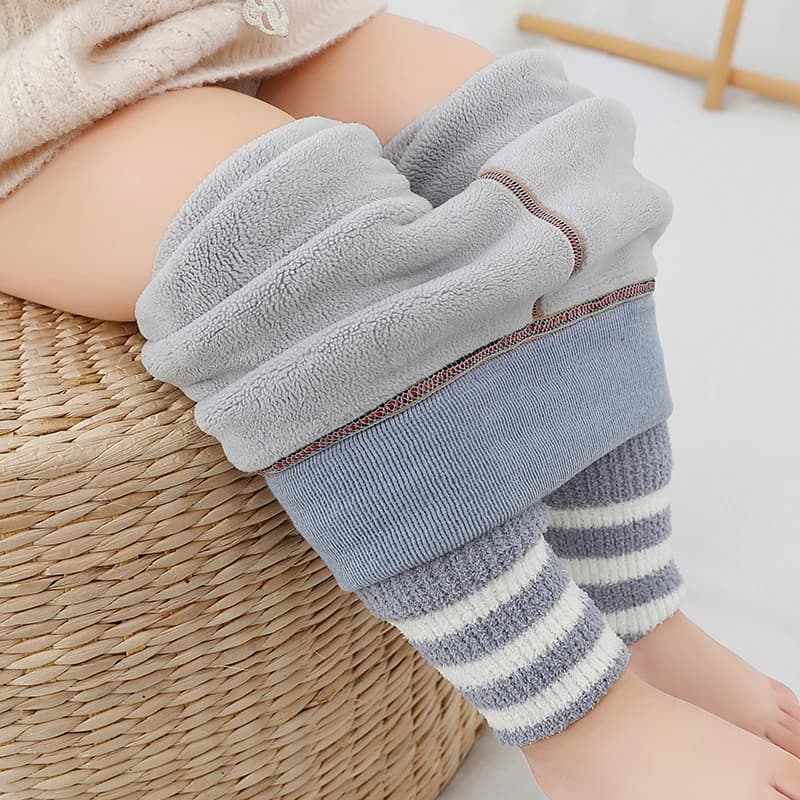 Kids Winter Collant Girls Boy Thick Trousers Thermal Velvet Kids Warm and cute Striped Coral Fleece Leggings Kids Accessories