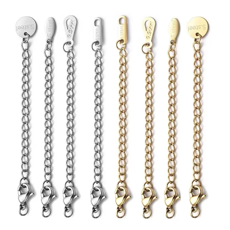 5/10/100pcs/Lot Stainless Steel Extended Extension Tail Chain Lobster Clasps Connector For Bracelet Necklace Jewelry Making