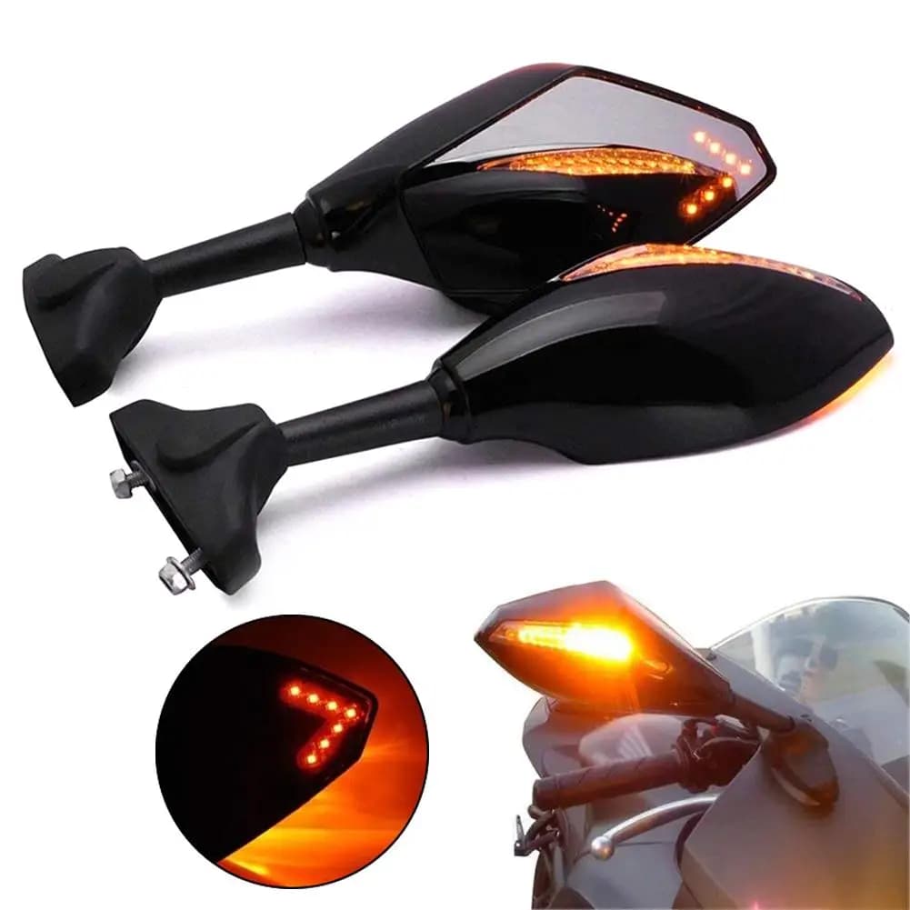 2 pezzi freccia specchietto retrovisore per montaggio su manubrio moto con indicatori di direzione a LED per YMH