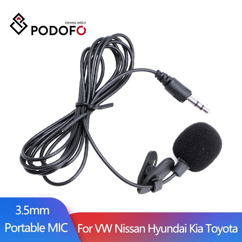 Podofo Mini microfono portatile universale da 3,5 mm Microfono con clip a mani libere Mini microfono audio per altoparlante Lound per autoradio