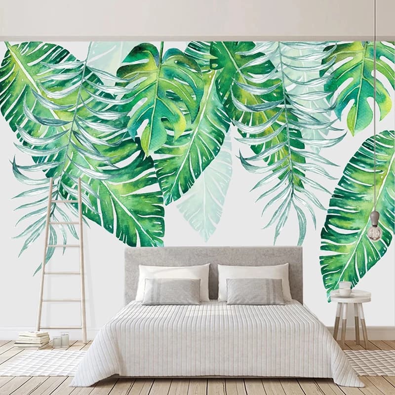 Custom Green Leaves Landscape 3D Photo Wallpaper Living Room Bedroom Dining Room Kitchen Waterproof Canvas Mural Wall Painting