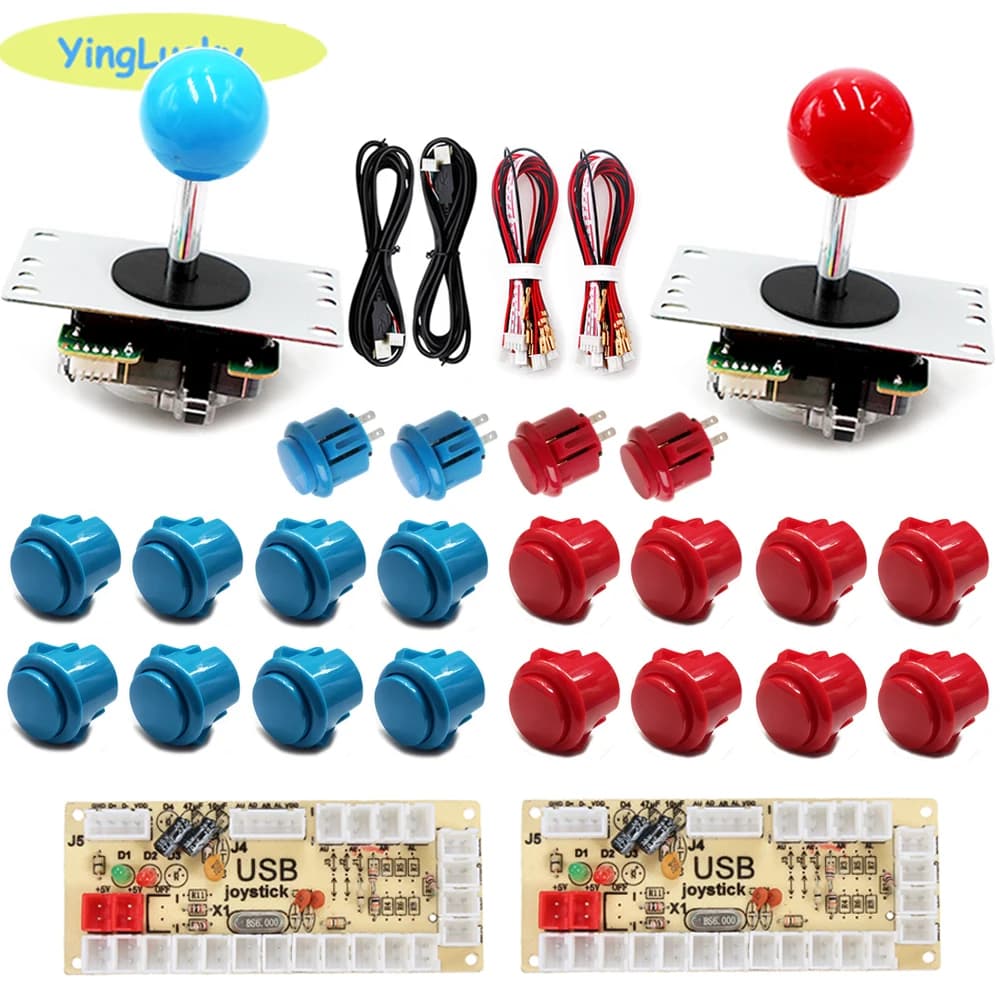 Kit arcade, fai da te zero ritardo Arcade USB Encoder PC per Raspberry PI PS3 Copia Sanwa Joystick Arcade console di gioco 2 lettori