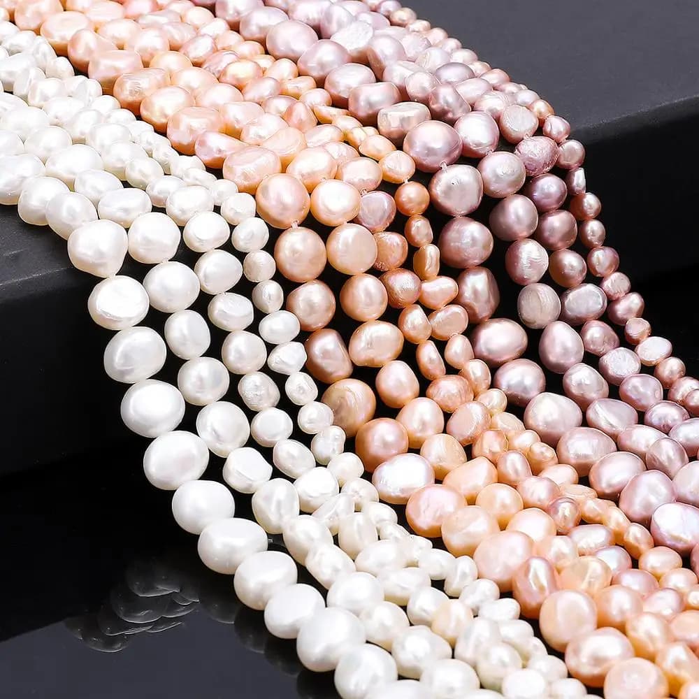 Perle di perle d'acqua dolce con foro laterale da 4-9 mm di moda calda, perline sfuse per la creazione di gioielli con collane eleganti da donna fai da te