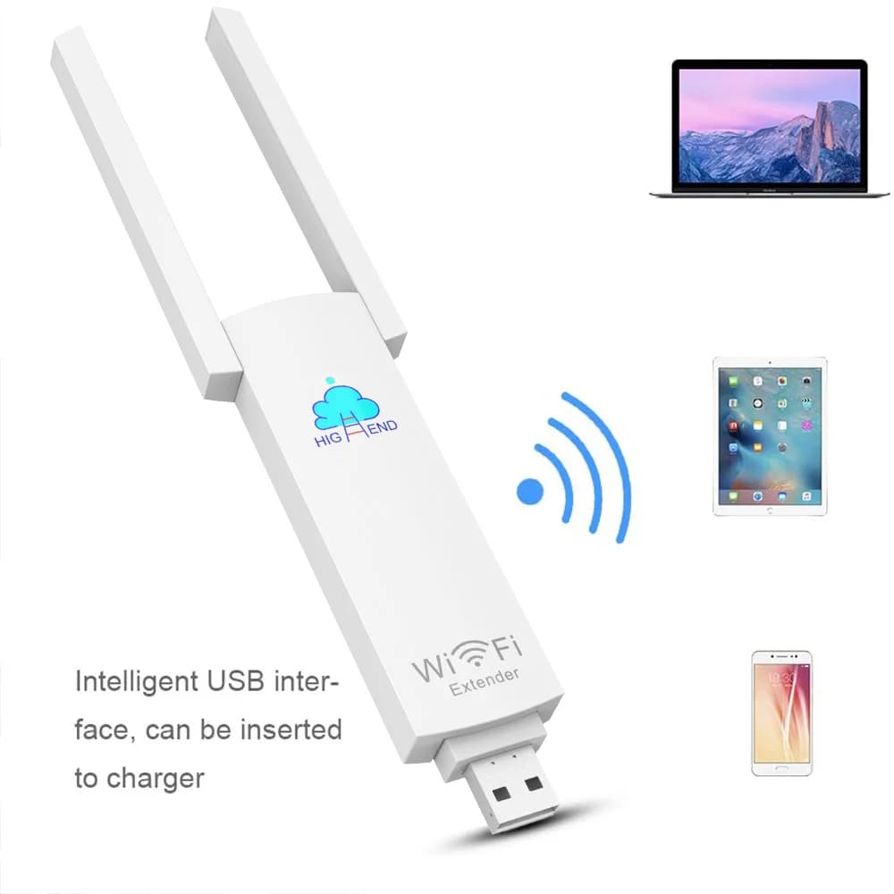 Estensore di segnale WiFi USB portatile da 300 Mbps Router wireless Ripetitore Amplificatore Doppie antenne