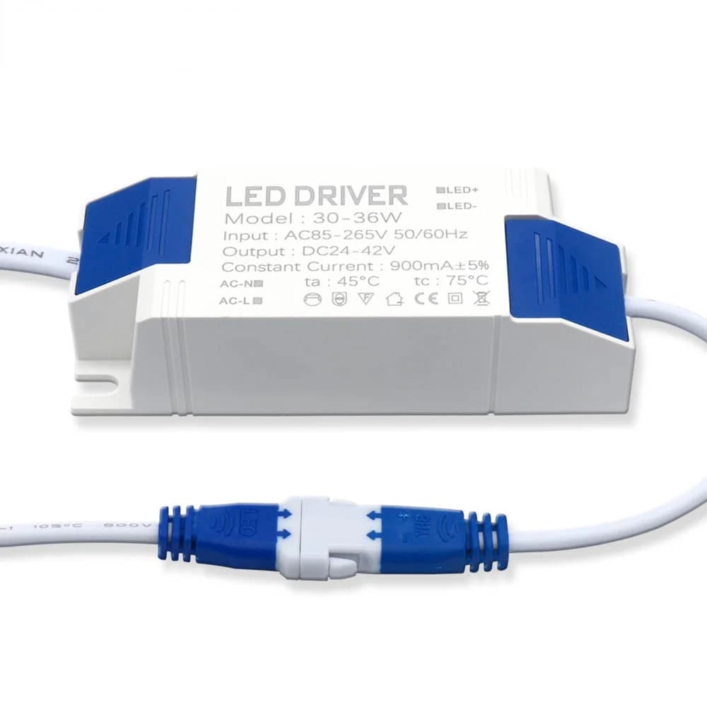 30W-36W LED Panel Lamp Power Supply Lighting Transformer Output AC85-265V 750mA DC24-42V External LED Driver DC Connector