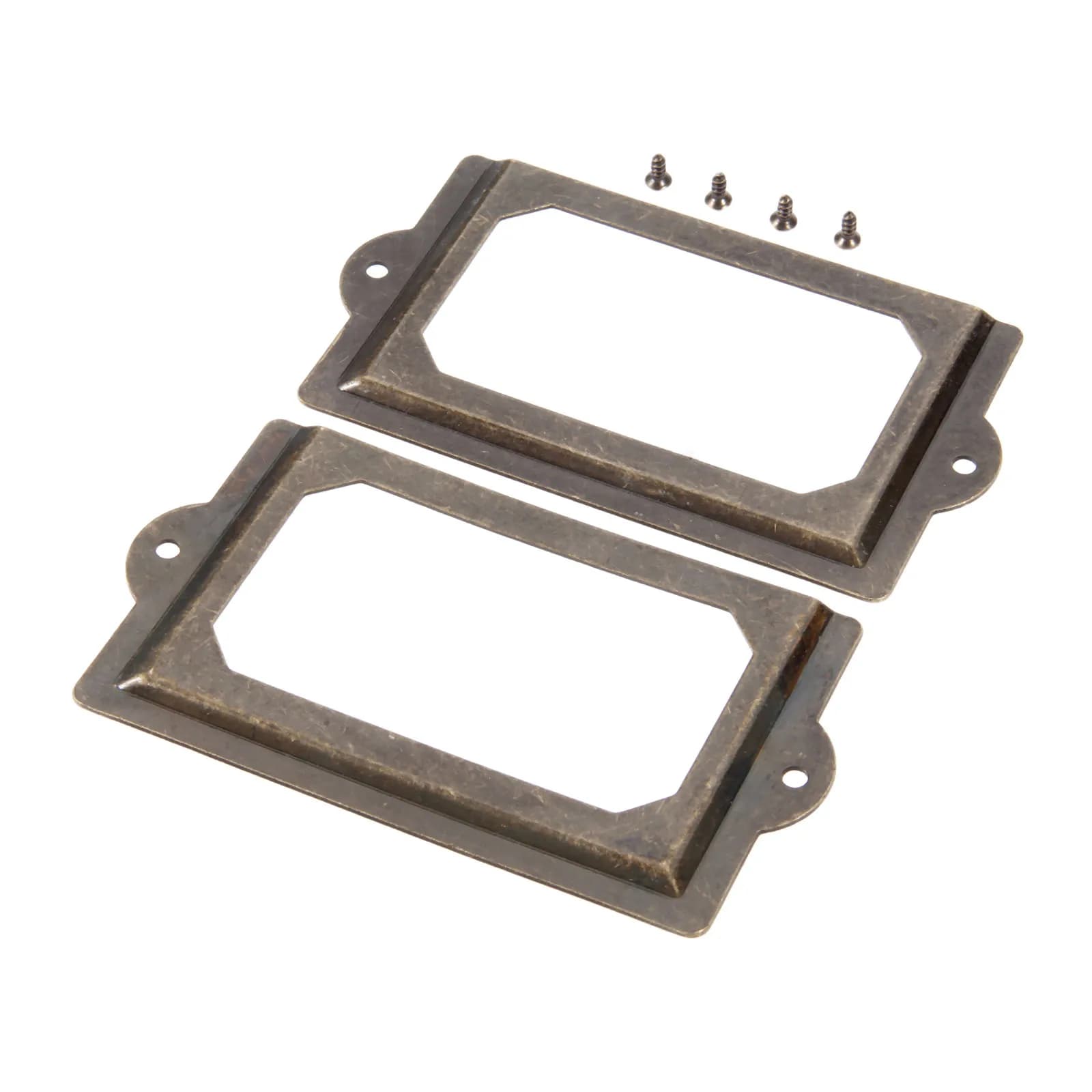 2set di Etichetta Tirare Maniglie Tag Telaio Manopole con viti Bronzo Antico Supporto di Carta di Nome di File Cassetto Dell'armadio Ferramenteria E Attrezzi 125mm * 69 millimetri