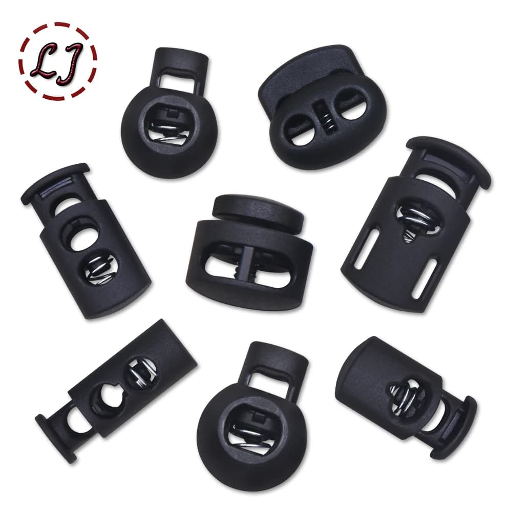 New 10pcs Cord Lock Plastic Stopper Cord Ends Toggles Clip Buckle Button Black Frost Shoelace Sportswear DIY Bag Accessory